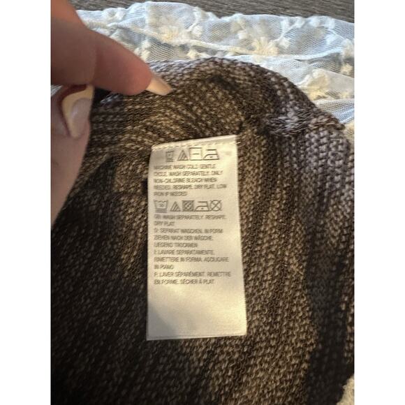 Lori Goldstein Brown Knit Sleeveless Tunic Tank Lace Trim Womens Small S - Picture 5 of 8